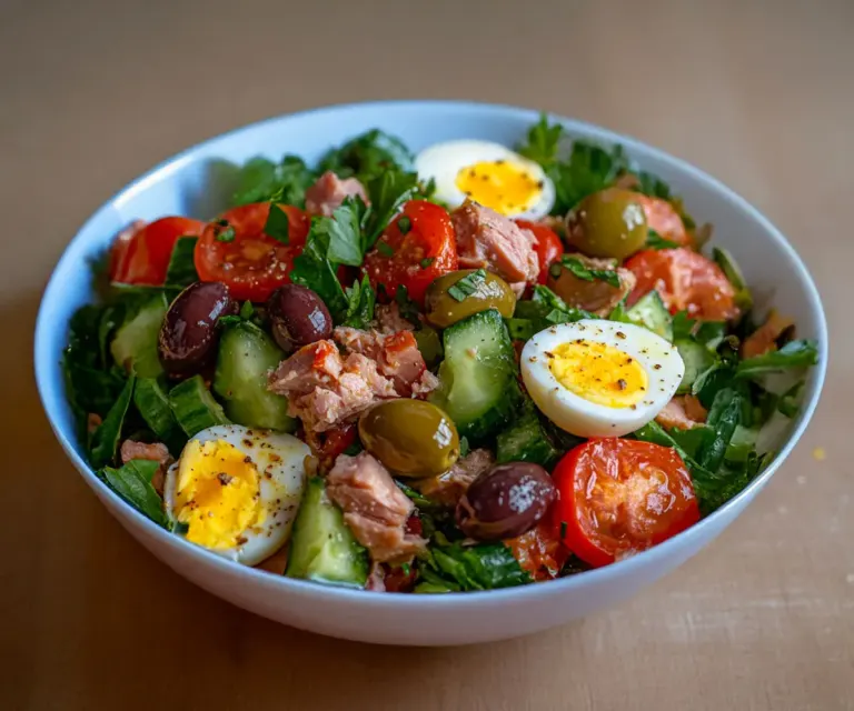 Salade Niçoise Complète au Thon, Œufs & Olives