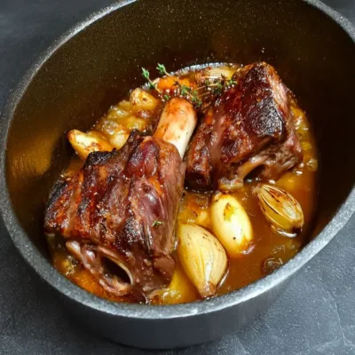 Souris d’Agneau Confites à la Cocotte et Miel Doux