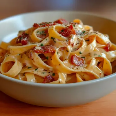Tagliatelles Crémeuses aux Lardons et Fromage Fondant