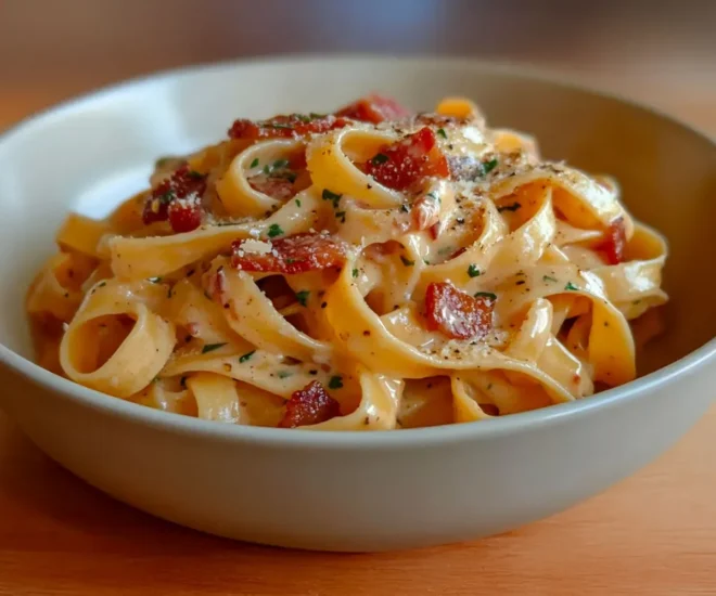 Tagliatelles Crémeuses aux Lardons et Fromage Fondant