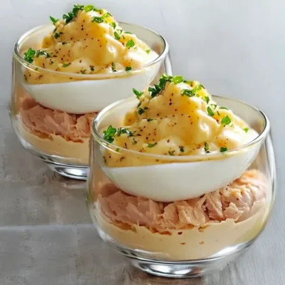 Verrines Thon aux Œufs Mimosa et Mayonnaise