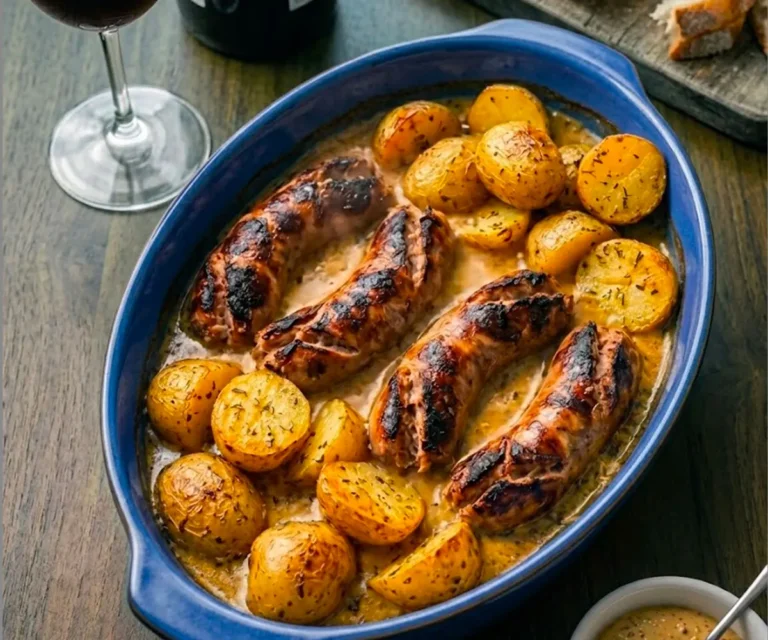 Andouillette grillée, sauce moutarde et grenailles rôties en cocotte : le vrai plat de bistrot à la maison