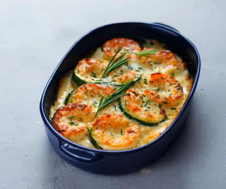 Courgettes Gratinées aux Crevettes et Ail
