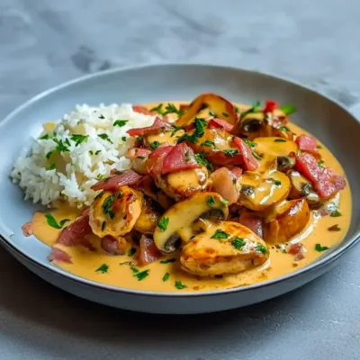 Émincés de Poulet à la Moutarde et Champignons