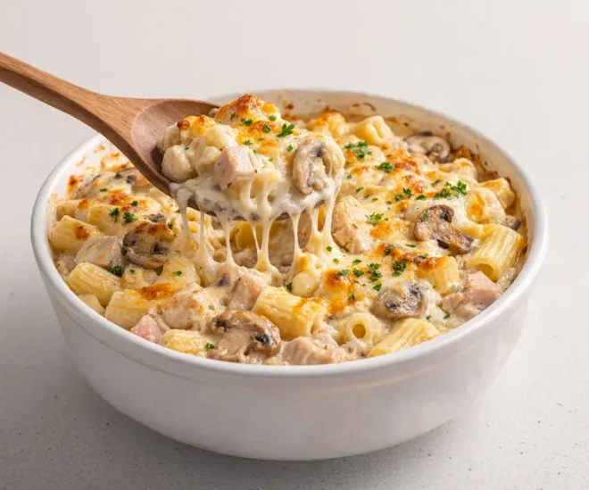 🍝 Gratin de Pâtes aux Champignons et Poulet