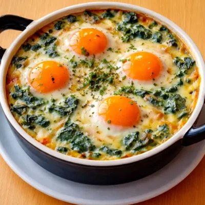 Gratin d’Œufs aux Épinards et Fromage Savoureux
