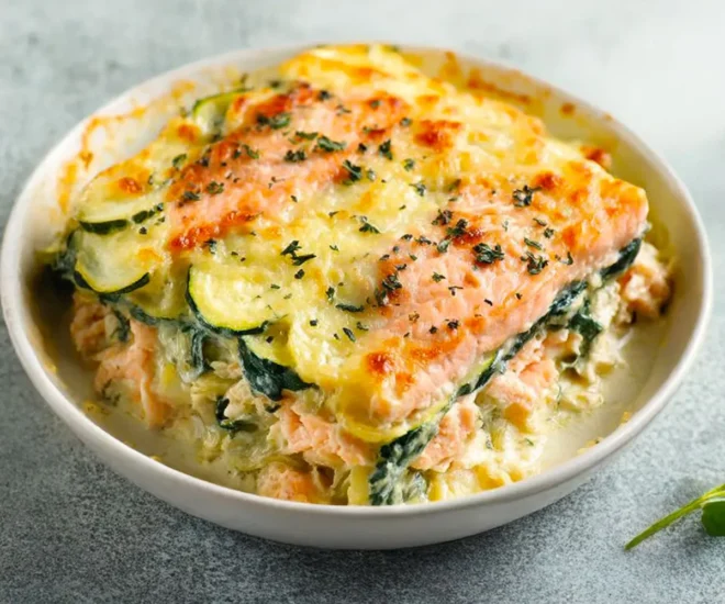 🥒 Gratin Léger de Saumon & Courgettes – Spécial Minceur 🐟
