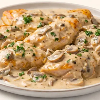 Poulet à la crème et champignons : Recette rapide