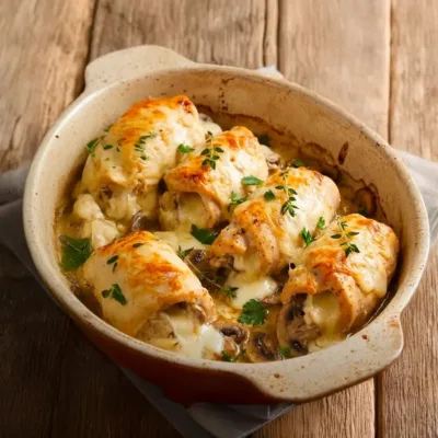 Poulet Farci aux Champignons et Fromage Fondant