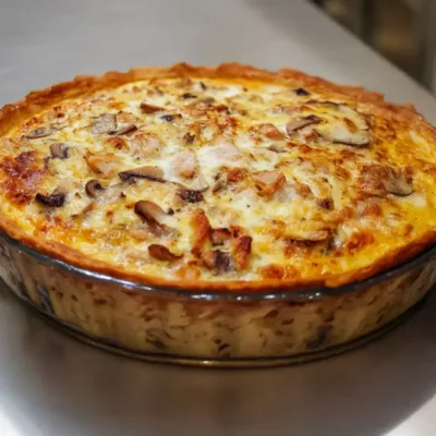Quiche au Poulet, Champignons et Fromage