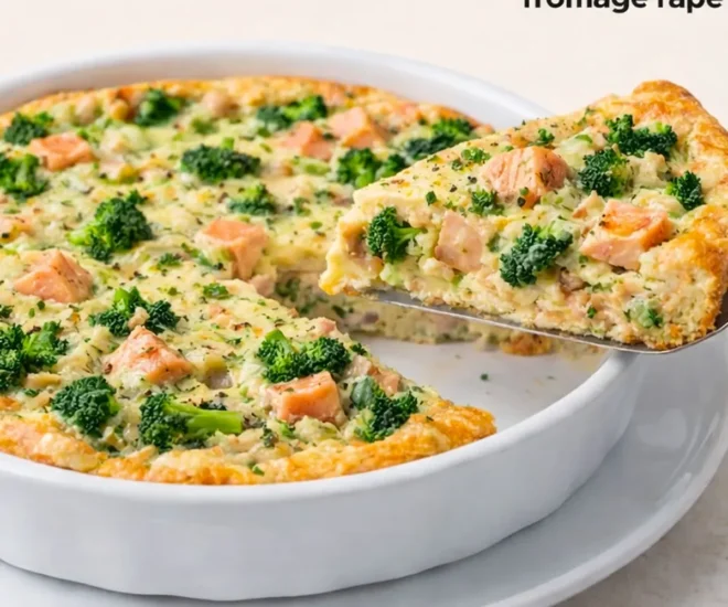 🥧 Quiche sans pâte au brocoli et saumon : légère, savoureuse et facile !