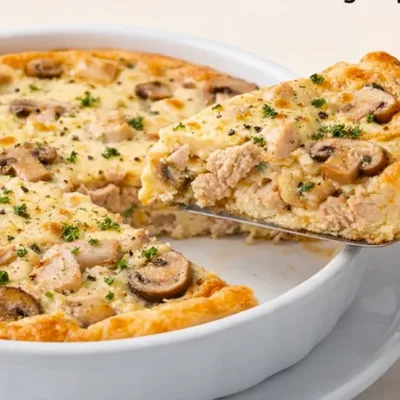 Quiche sans pâte au poulet et champignons facile