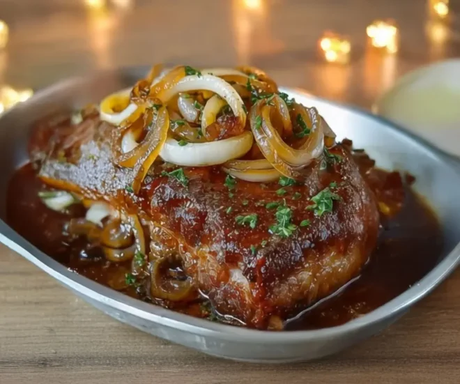 🍖 Rôti de Bœuf Caramélisé aux Oignons et Champignons