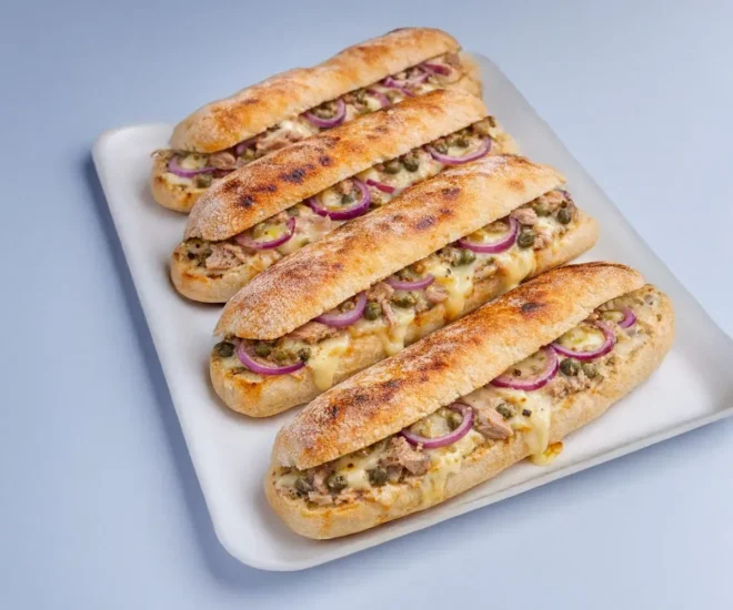 🌯 Sandwichs gratinés au thon, fromage fondant & oignons rouges