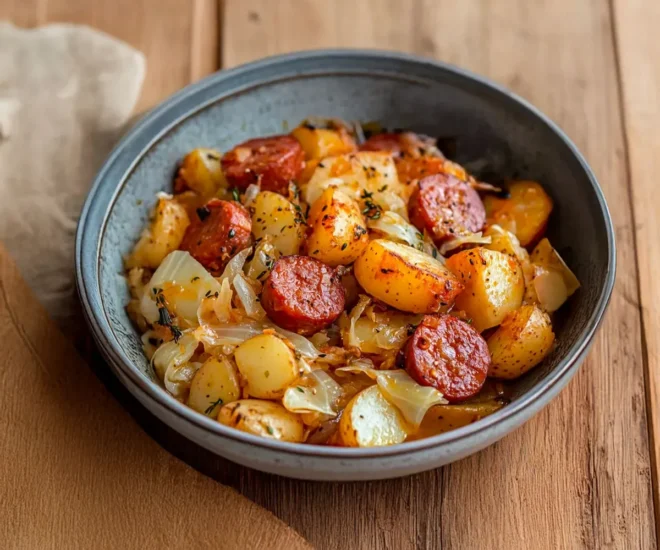 Saucisses de Kielbasa, Pommes de Terre & Chou : le plat rustique tout-en-un qui réconforte