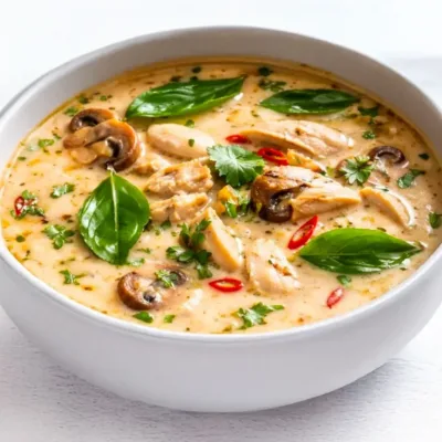 Soupe thaï au poulet, basilic et citron vert