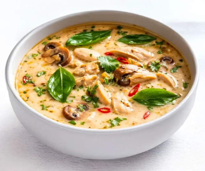 Soupe thaï parfumée au poulet, basilic & citron vert