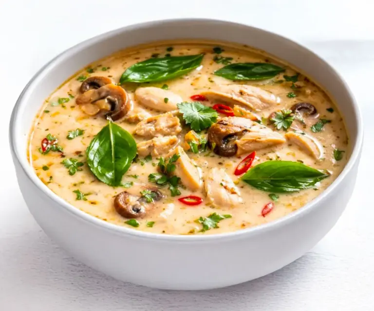 Soupe thaï parfumée au poulet, basilic & citron vert