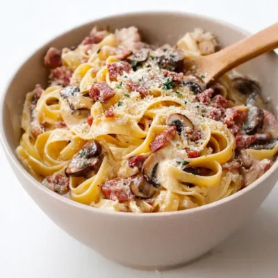 Tagliatelles Carbonara Forestière aux Champignons