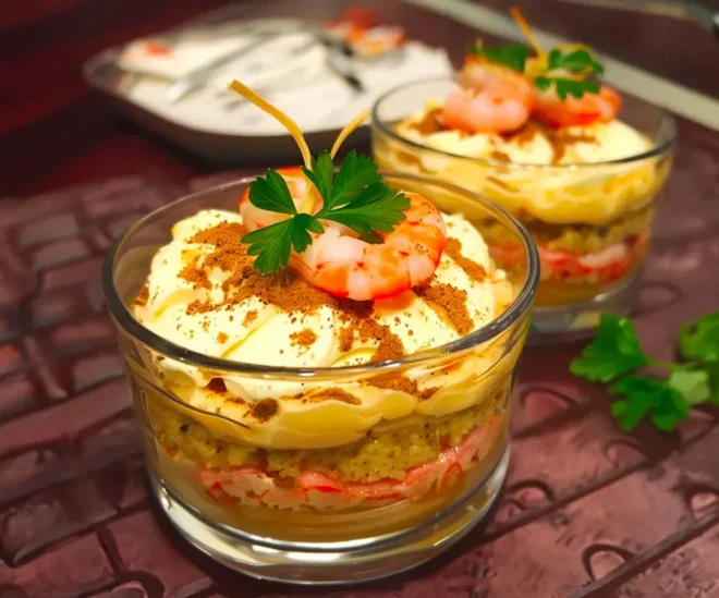 Verrines de tiramisu aux crevettes roses : une entrée fraîche et élégante
