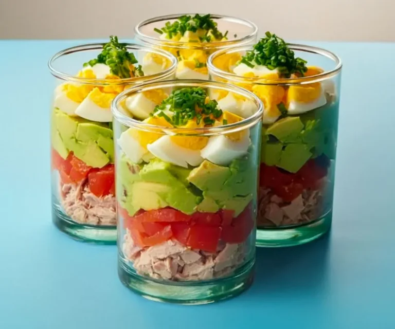 Verrines fraîches avocat, thon, tomates et œufs