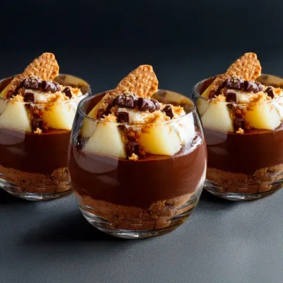 Verrines Poire, Chocolat et Spéculoos : Dessert Rapide