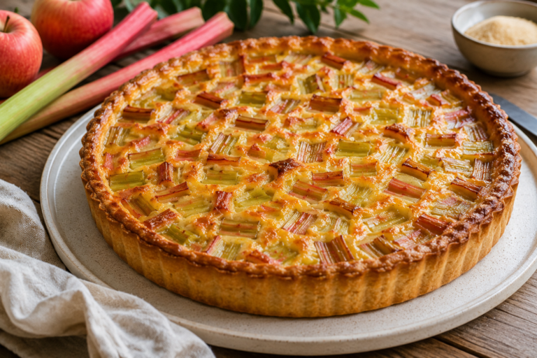 Tarte Pommes Rhubarbe Fondante et Gourmande