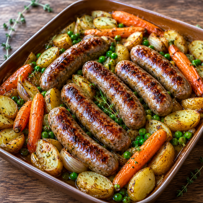 Légumes Rôtis et Saucisses au Four : le plat familial simple et savoureux