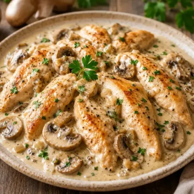 Aiguillettes de Poulet Crémeuses aux Champignons