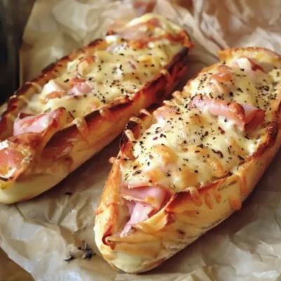 Baguettes Gratinées au Jambon et Fromage Fondant