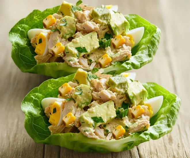 Barquettes de Laitue au Thon, Avocat et Œufs