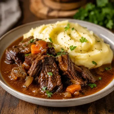 Bœuf Braisé en Sauce et Purée Maison