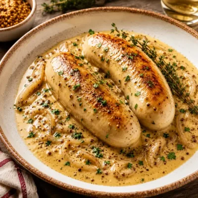 Boudin Blanc à la Sauce Moutarde : Recette Savoureuse