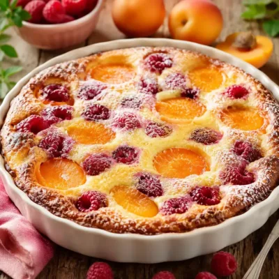 Clafoutis Minute aux Abricots et Framboises
