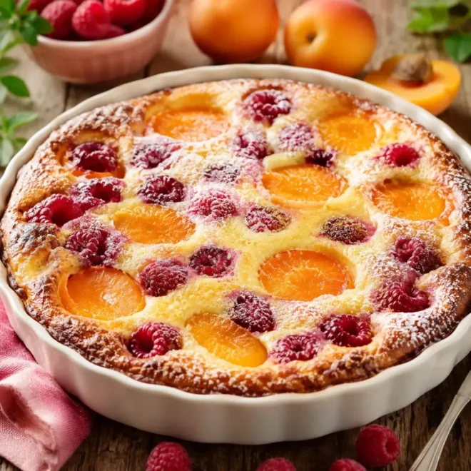 Clafoutis Minute aux Abricots et aux Framboises