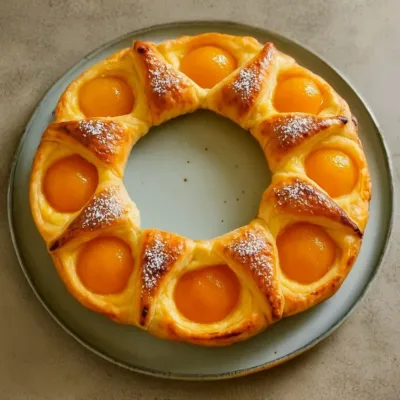 Couronne Feuilletée aux Abricots et Crème Vanillée