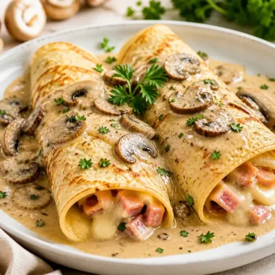 Crêpes Graténées Jambon & Champignons Savoureuses