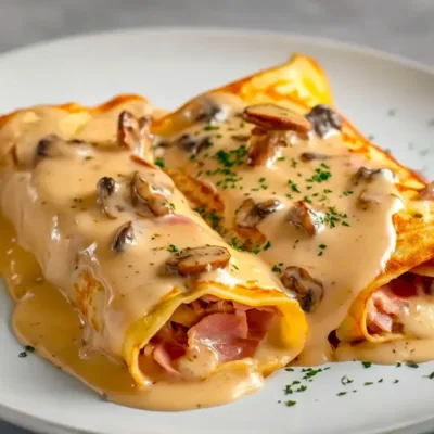 Crêpes Gratinées au Jambon et Champignons