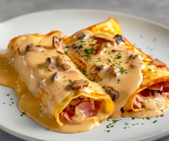 Crêpes Gratinées au Jambon et Champignons