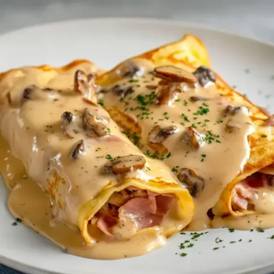 Crêpes Gratinées au Jambon et Champignons