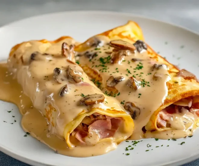 Crêpes Gratinées au Jambon et Champignons