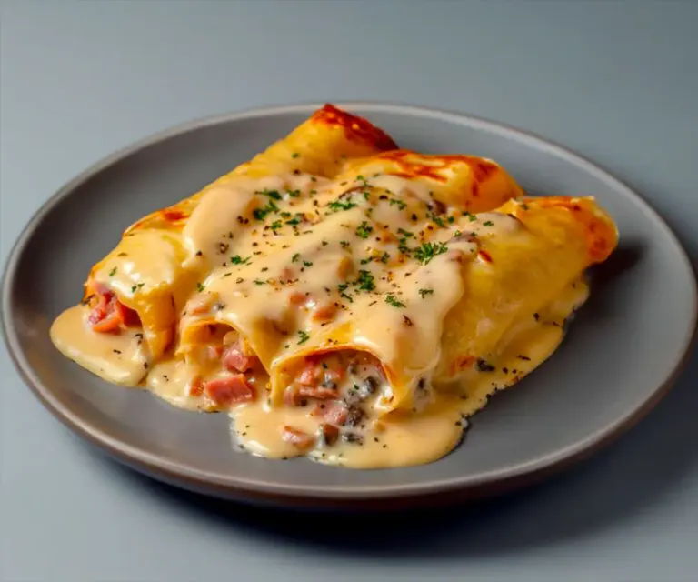 Crêpes Gratinées au Jambon et Sauce Crémeuse