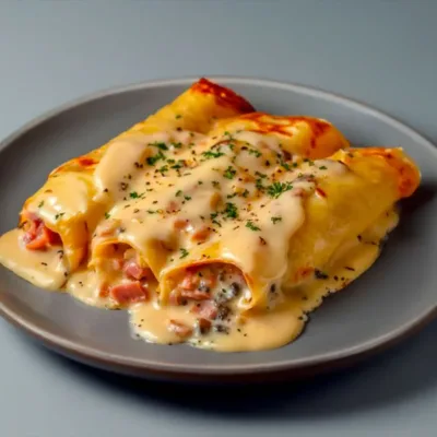 Crêpes Gratinées au Jambon et Sauce Crémeuse