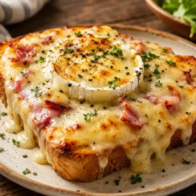 Croque-Monsieur Gratiné aux Lardons et Chèvre