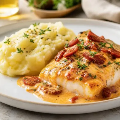 Dos de Cabillaud à la Crème de Chorizo
