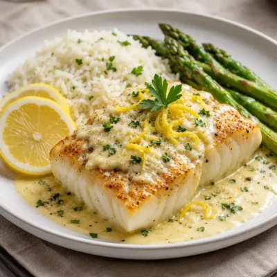 Dos de Cabillaud à la Crème de Parmesan au Citron