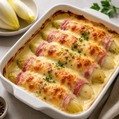 Endives au Jambon Gratinées à la Béchamel