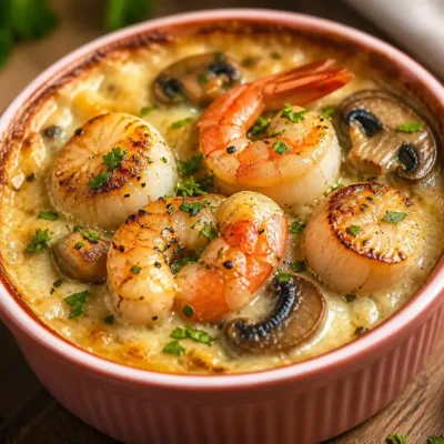 Cassolette de la Mer : Saint-Jacques et Crevettes