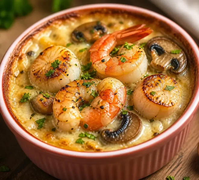 🥘 Cassolette de la Mer : Saint-Jacques, Champignons et Crevettes