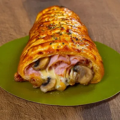 Feuilleté Tressé Jambon, Champignons et Fromage